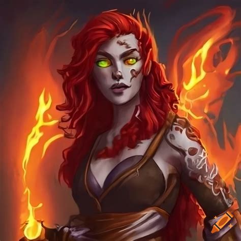 Female Fire Genasi Character On Craiyon