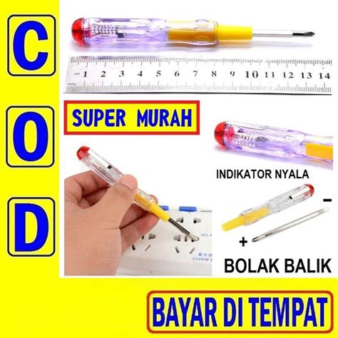 Jual Test Pen Obeng Bolak Balik Ganda Plus Minus Led Nyala Testpen