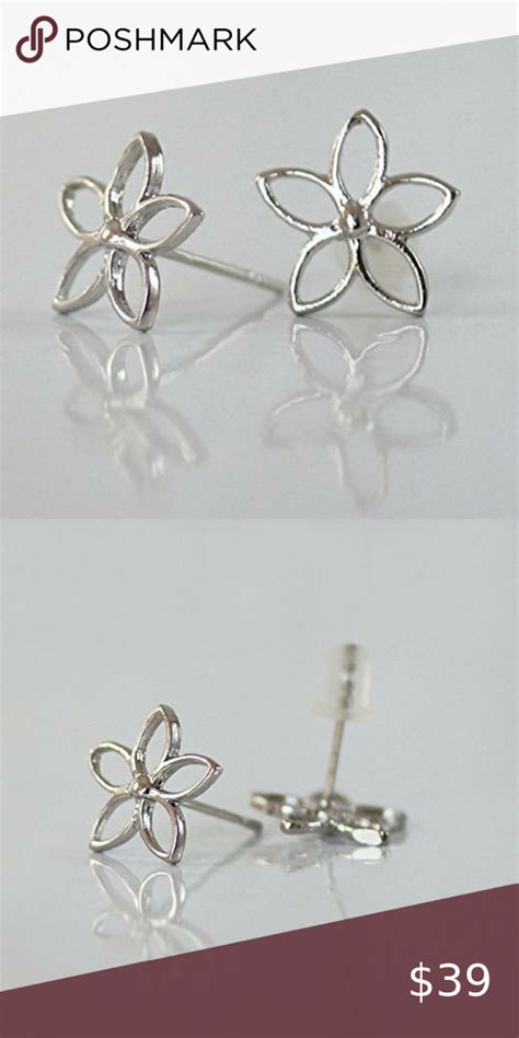 Sterling Silver Flower Stud Earring Lotus Earring