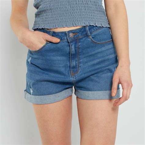 Short En Denim Co Con U Fille Adolescente Triple Stone Kiabi