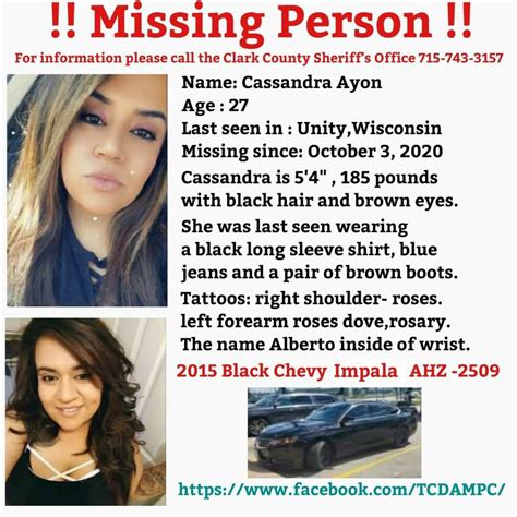 Cassandra Ayon Missing 1032020 Wisconsin Tcdampc Brown Eyes Black Hair Looking For