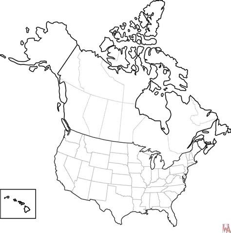 Blank Printable Map Of The United States And Canada in United States ...