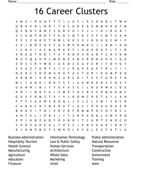 16 Career Clusters Word Search Wordmint