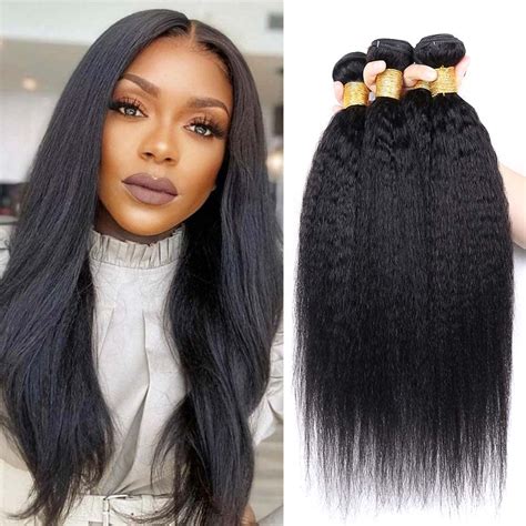 Mamart Kinky Straight Human Hair Bundles Yaki Brazilian