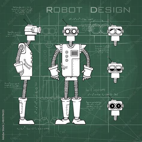 robot Design, front side view, and schematics Stock Vector | Adobe Stock