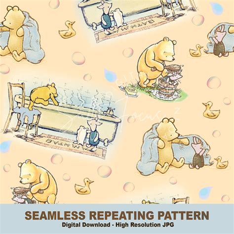 Bathtime Classic Winnie The Pooh Seamless Pattern Pooh And Piglet