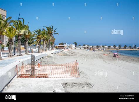 Building Works On The New Beachfront Promenade At Lo Pagan Murcia