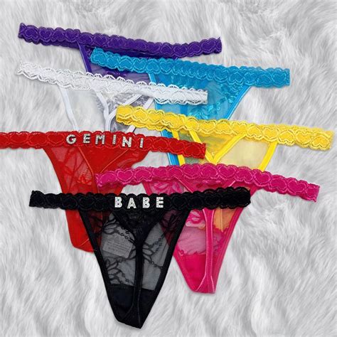 Custom Underwear Crystal Letters Personalised Thong Waist Jewelry Sexy Women Lace Bikini G