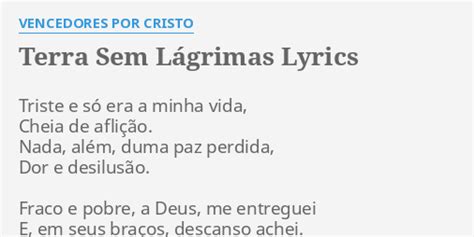 TERRA SEM LÁGRIMAS LYRICS by VENCEDORES POR CRISTO Triste e só era