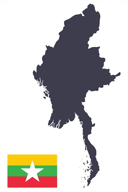 Premium Vector Myanmar Map With Myanmar Flag