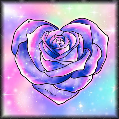 Heart shaped multi color Rose with Background Digital Art by Faheem ...