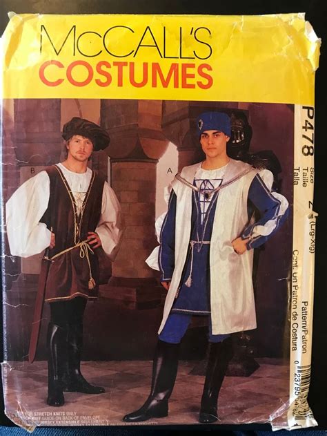 Mccalls P478 Pattern Uncut Mans Medieval Etsy Costume