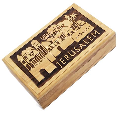 Engraved Jewish Jerusalem Wooden Box Made In Israel