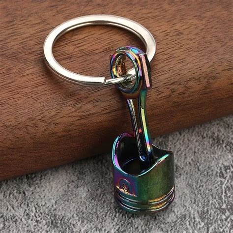 Car Engine Piston Style Keychain Key Ring Creative Metal Piston Model