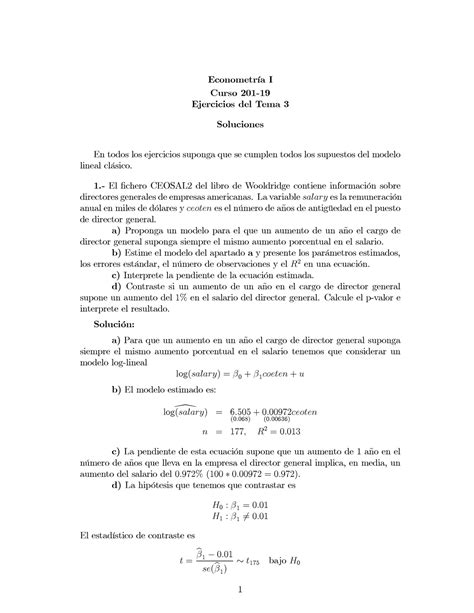 Eco I ejercicios Tema3sol 2018 19 Econometría I Curso 201 19