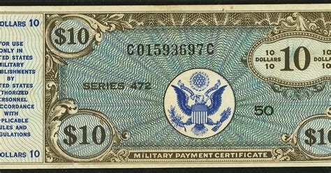 10 Dollars Military Payment Certificate Series 472 World Banknotes