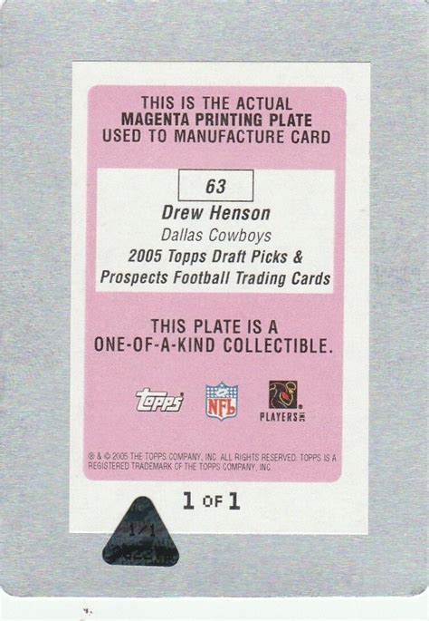 2005 Topps Draft Picks Prospects Magenta Printing Plate Drew Henson 1