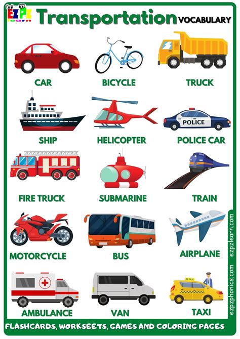 Transportation Vocabulary Free English Vocabulary Flashcards