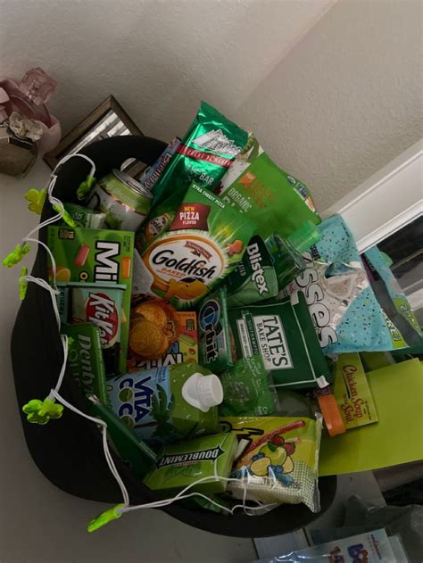 Using All Green Items In The Basket For March Birthday Green Snack