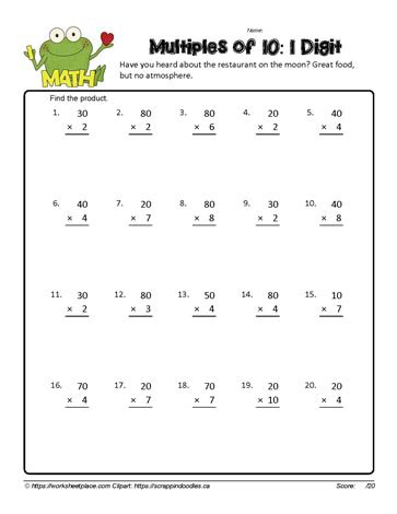 Multiplying By Multiples Of Ten Worksheet Printable Pdf Off