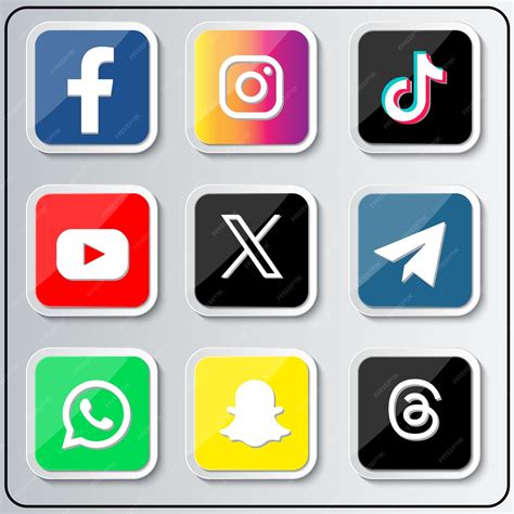 Premium Vector | Social media icon set in square with facebook