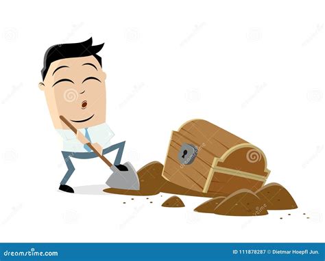 Funny Businessman Digging Ground For A Treasure Stock Vector