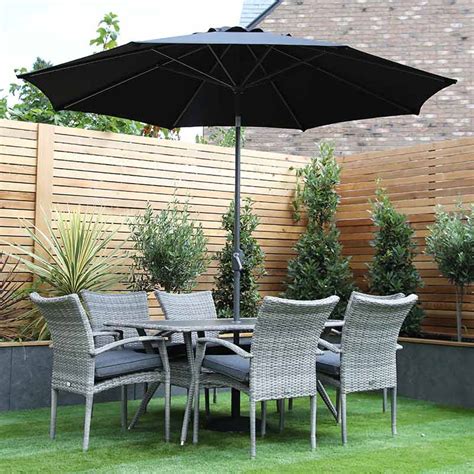 Supremo Iris 6 Seat Rectangular Dining Set And Parasol