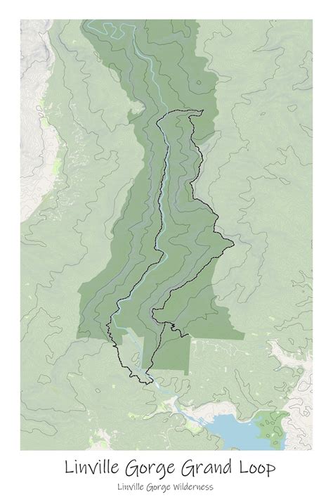 Linville Gorge Grand Loop Trail Topographic Map Posterhiking North Carolina Usa Linville Gorge