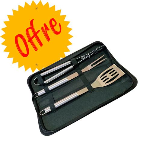 OFFRE Ustensiles Barbecue 3 Pcs En Acier Inoxydable