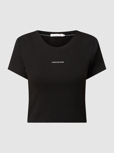 Calvin Klein Jeans Cropped Shirt Mit Stretch Anteil Black Online Kaufen