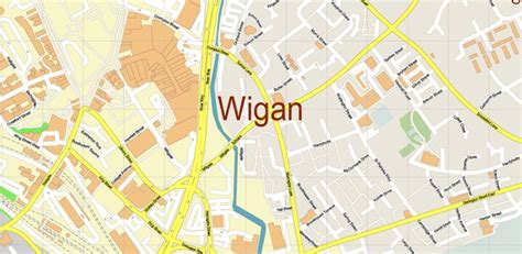 Wigan Area Uk Pdf Vector Map City Plan High Detailed Street Map Editable Adobe Pdf In Layers