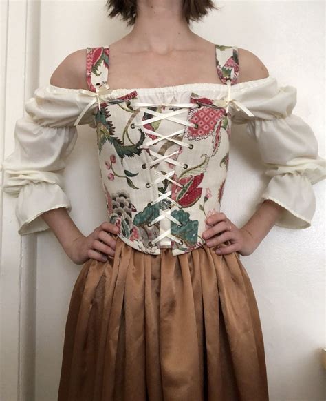 Renaissance Corset Peasant Bodice In Jacobean Floral With Etsy