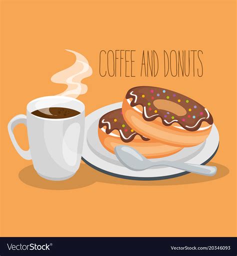 Delicious Coffee Cup And Donuts Royalty Free Vector Image