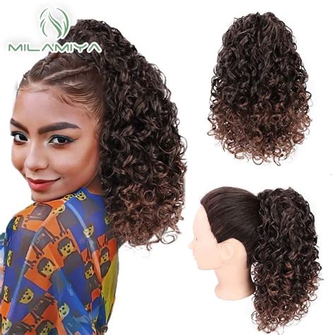 Extensions De Cheveux Afro Naturels Remy Cheveux Cr Pus Boucl S Queue