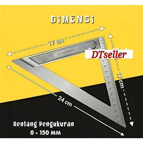 Jual Penggaris Segitiga Siku Aluminium Stainless Triangle Ruler