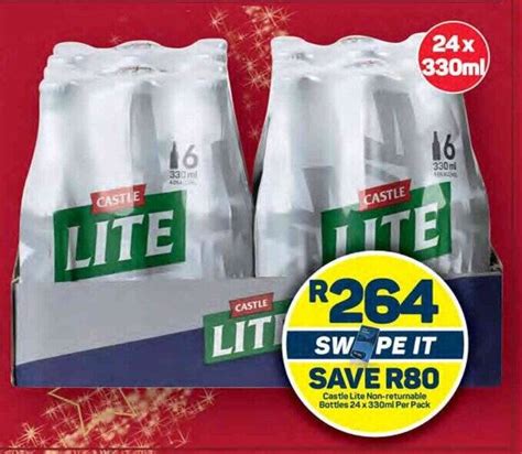 Castle Lite Non Returnable Bottles 24 X 330ml Per Pack Offer At Pick N Pay