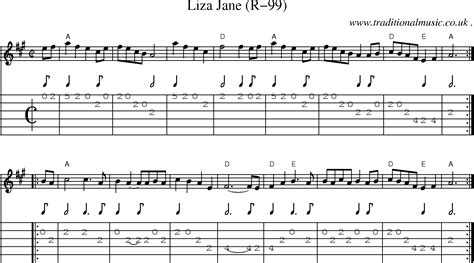 Common Session Tunes Scores And Tabs For Guitar Liza Jane