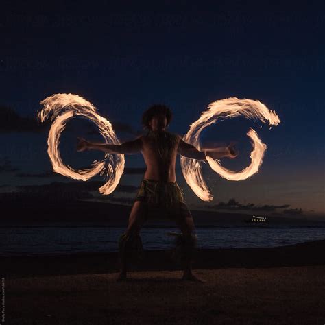 "Traditional Hawaiian Fire Dancer Spinning His Flames Into Wings." by ...