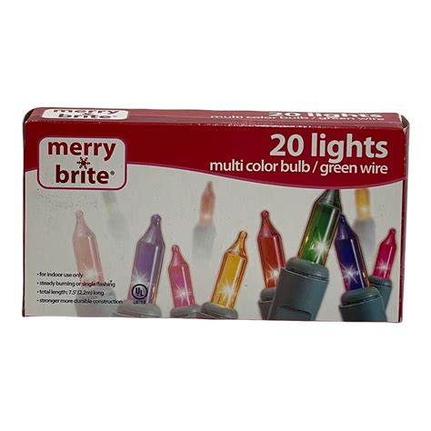 Lot Of 3 Merry Brite 20 Lights Multi Bulb Color String Green Wire 75