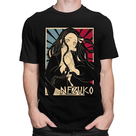 Retro Demon Slayer Tshirts Nezuko Kamado Top T Shirt Men Pre Shrunk