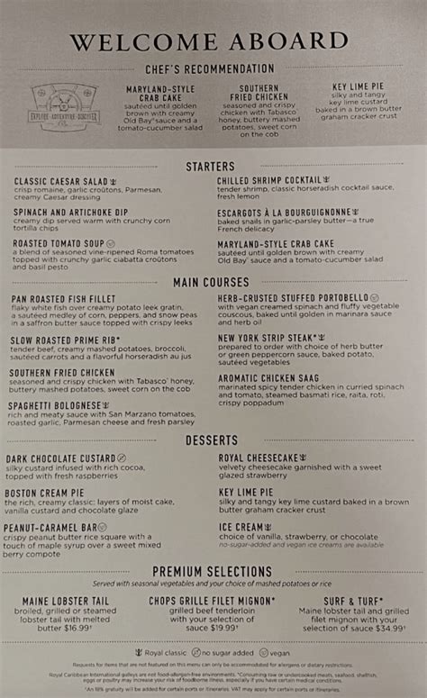 Icon Of The Seas Dinner Menus 2024 · Prof Cruise Ship Tour Cruise