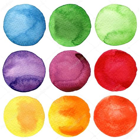 Watercolor Hand Painted Circles Collection Stock Photo Image By