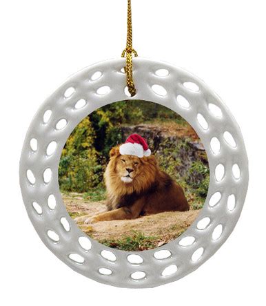 Lion Porcelain Christmas Ornament