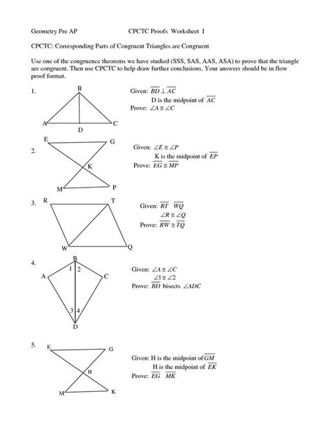 Triangle Congruence Proofs Worksheet