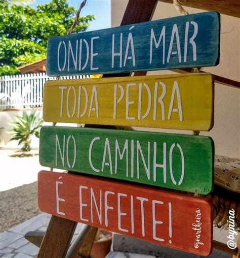 Placa Decorativa ONDE HÁ MAR TODA PEDRA NO CAMINHO É ENFEITE no Elo7