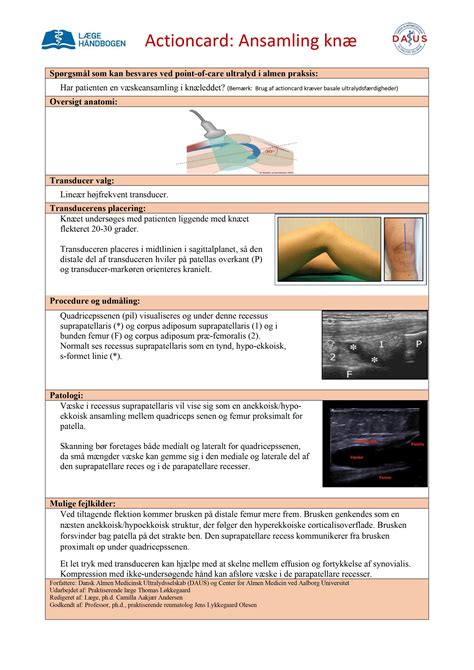 Actioncard om ansamling i knæ Lægehåndbogen på sundhed dk