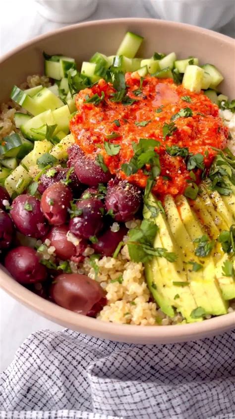 Mediterranean Quinoa Bowls With Roasted Red Pepper Sauce Artofit