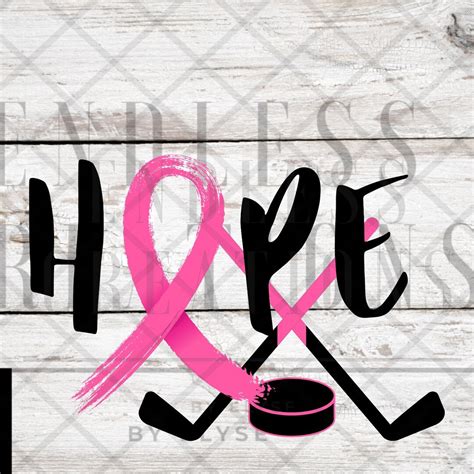 Hope Pink Breast Cancer Ribbon Hockey Sticks Hockey Mom Png Etsy