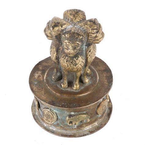 Brass Ashoka Pillar Four Lions Indian Emblem Paper Weight