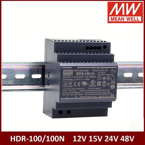 Mean Well Hdr 100 85 264vac To Dc 12v 15v 24v 48v Meanwell Single Output Din Rail Power Supply